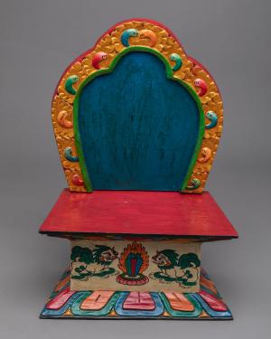Wooden Altar Throne | Altar Deco | Tibetan Wooden Throne | Spiritual Centerpiece